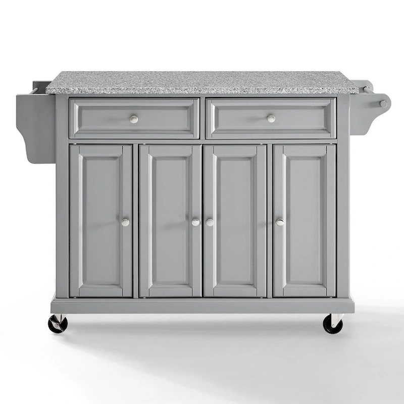 Crosley Solid Granite Top Kitchen Cart/Island In Vintage Grey - 51.5 W x 18 D x 34 H