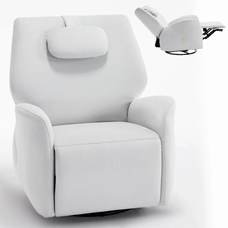 Swivel & Rocker Power Recliner Chair with Lumbar and Neck Support Pillow, USB, Type-C Ports