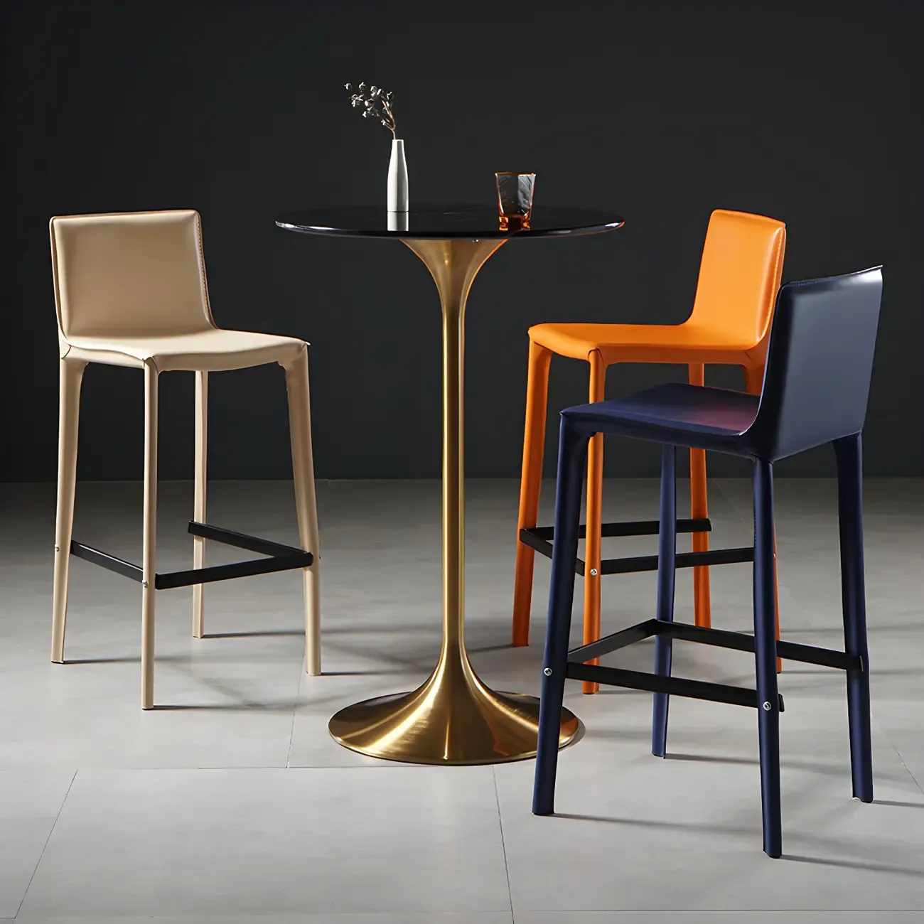 Glam Round Tall Bistro Table Pedestal Base Bar Table