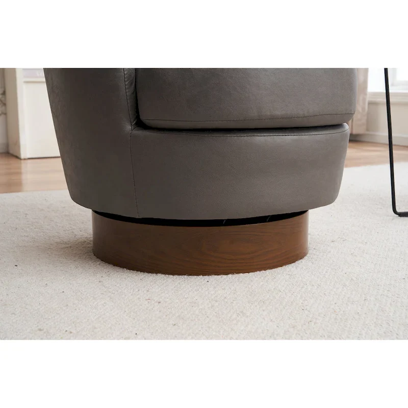 Brown PU Leather 360° Swivel Barrel Chair - Single Seat