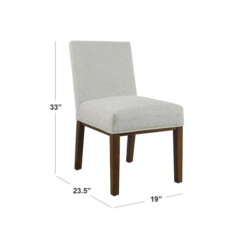 Modern Dining Chair White Woven Fabric Natural Wood Legs 19W x 23.5D x 33H Stain-Resistant Medium Firm Cushion Kitchen Seating Single Pack