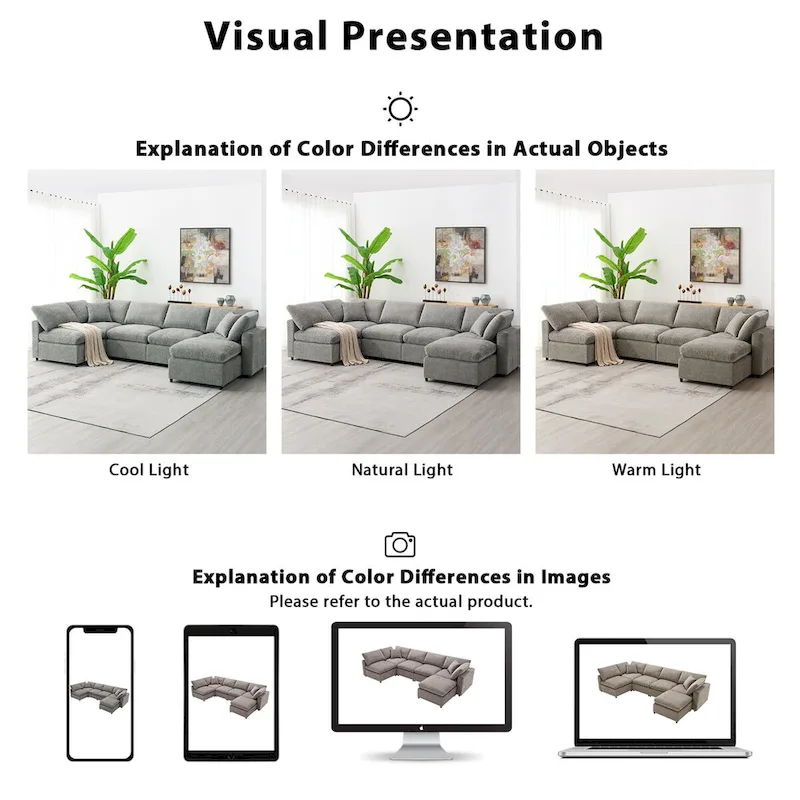 Modern Modular Cloud Sofa Bed with 6 Seat Sectional Couch Set