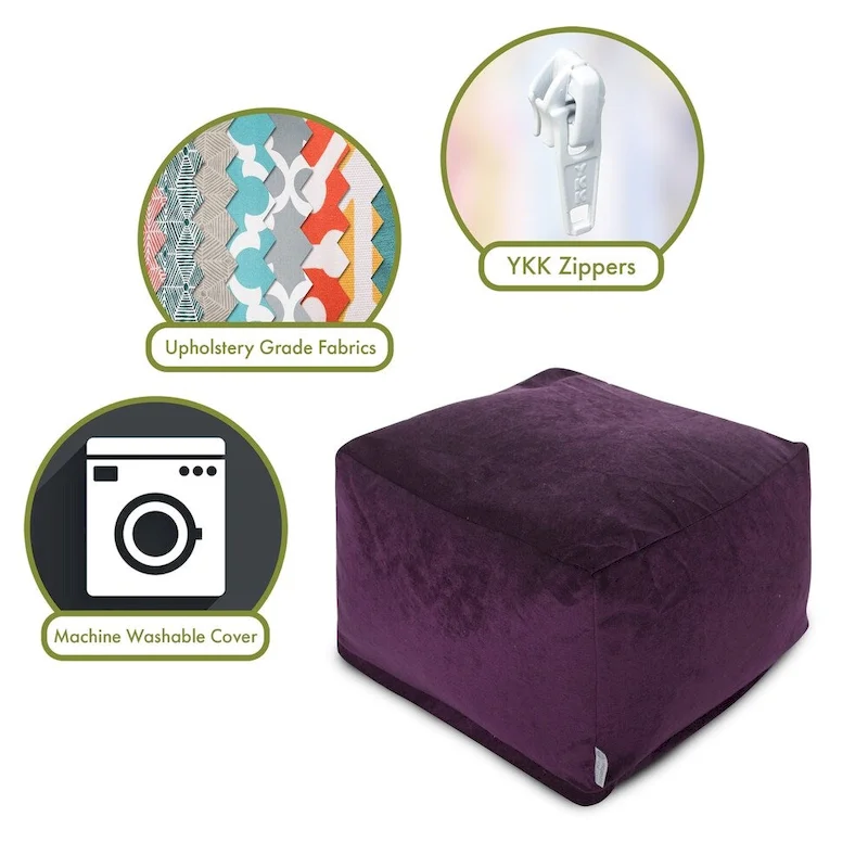 Velvet Pouf Ottoman – Round Footrest & Extra Seating