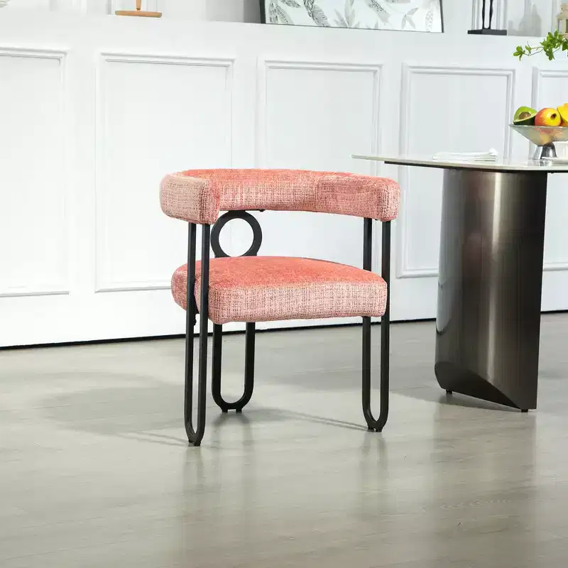 Okak Modern Accent Chair, Contemporary Designed Chenille Fabric Upholstered Accent Chair Kitchen Armchair for Living Room set of 1