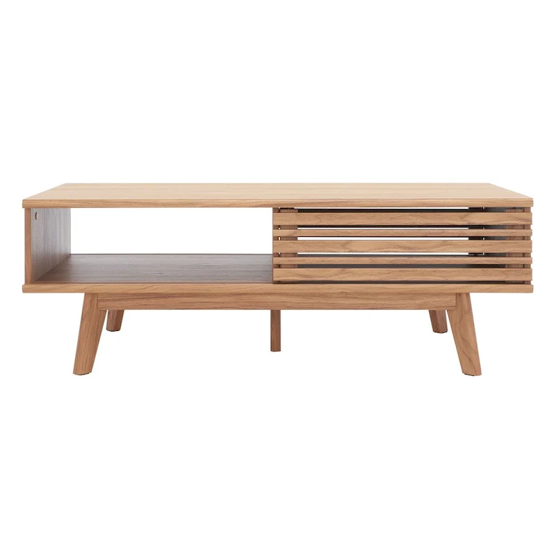 SAFAVIEH Ameetha Mid-Century 1-Shelf Walnut Coffee Table - 46 W x 23 D x 16 H - 46Wx23Dx16H