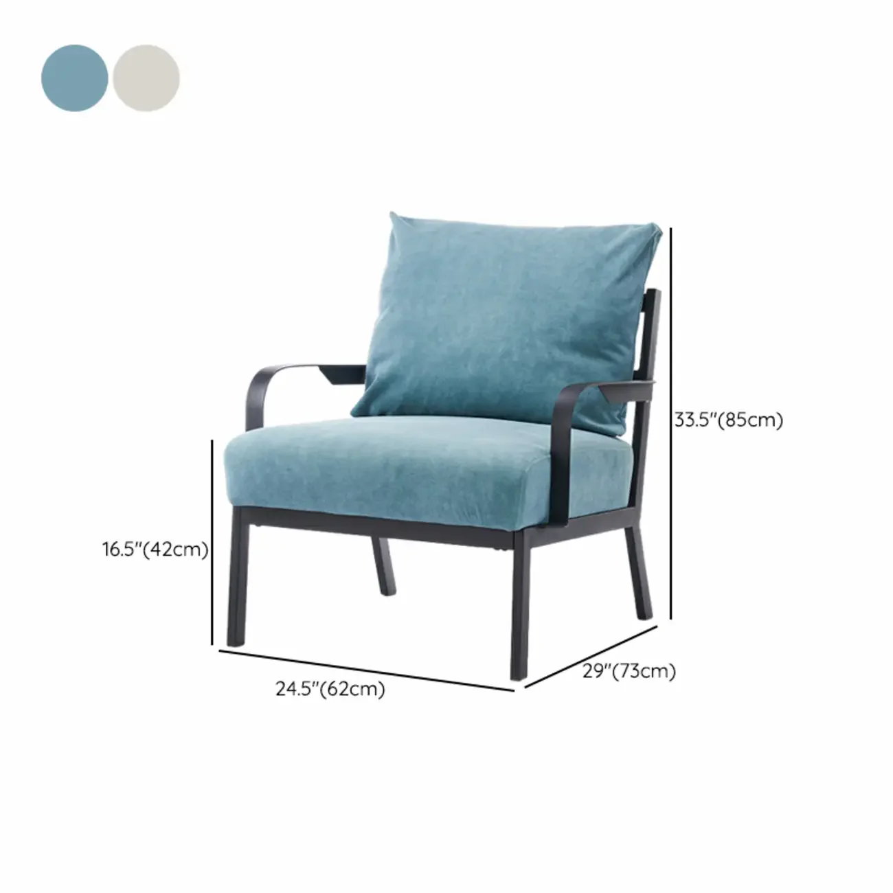 Modern Fabric Metal Arm Chair Beige Ergonomic Design