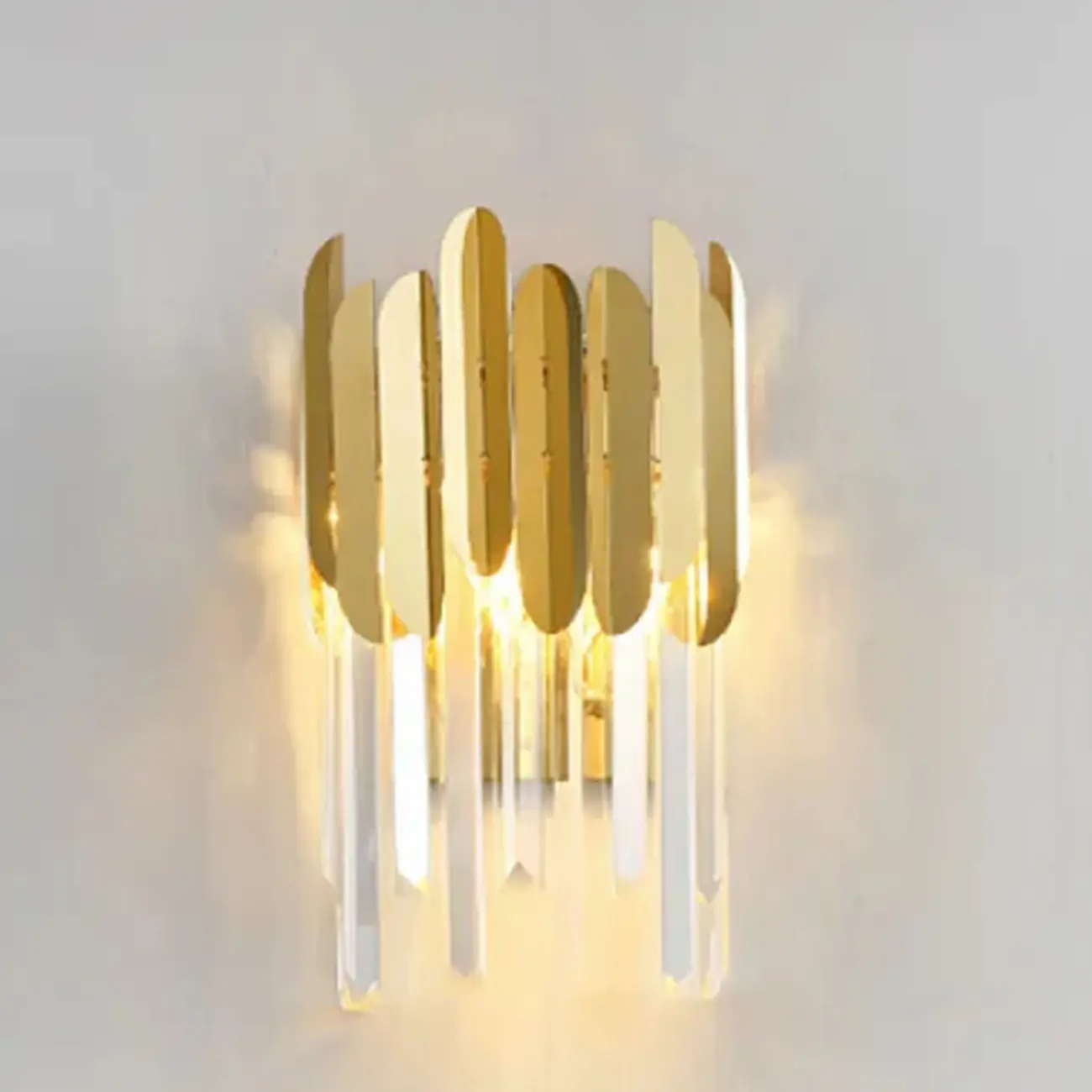 Modern Crystal Gold Metal Tassel Tiered Shining Wall Sconce
