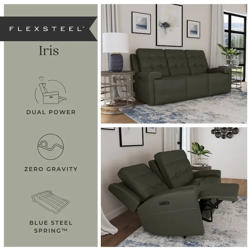 Iris Top Grain Leather Power Reclining Sofa with Power Headrests by Flexsteel