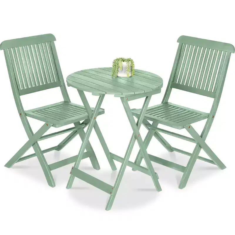 Best Choice Products 3-Piece Acacia Wood Bistro Set, Folding Patio Furniture w/ 2 Chairs, Table