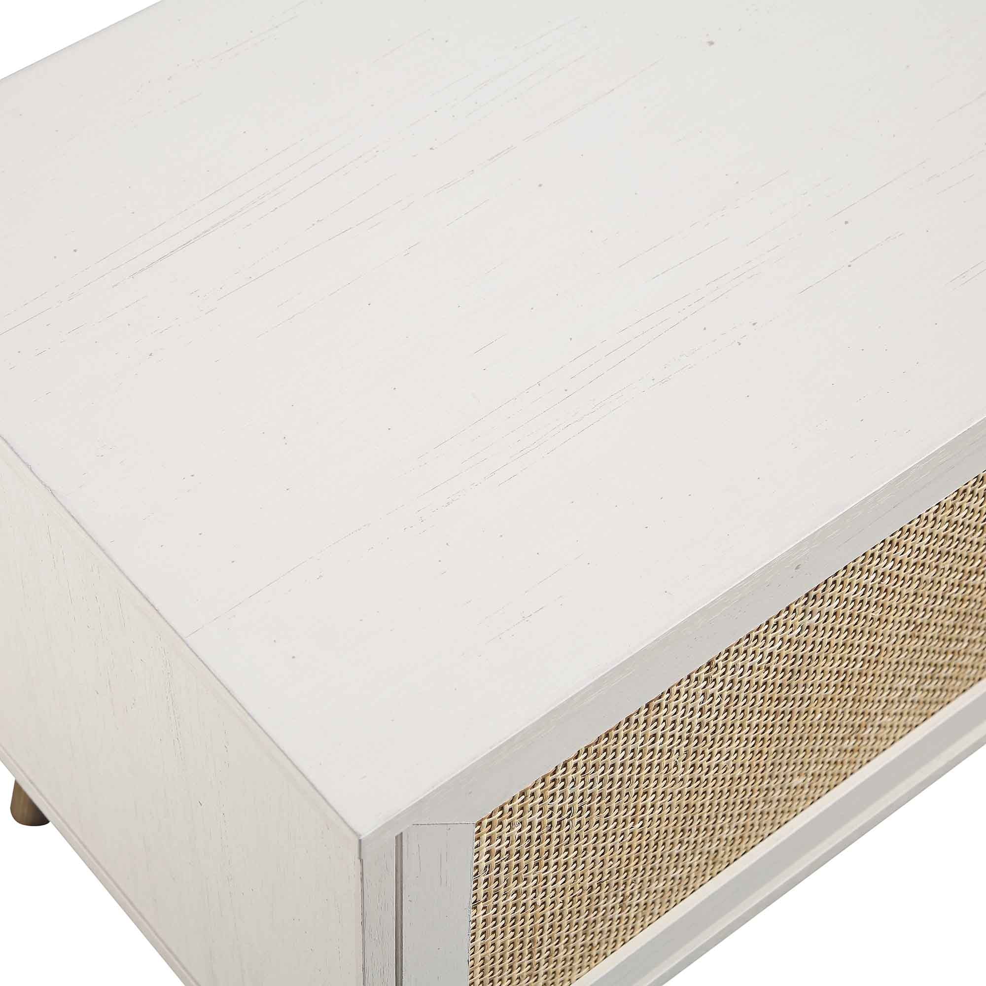 Woven Rattan 79in. Wide TV Unit, White