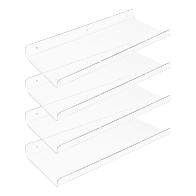 Acrylic Floating Shelves for Wall, Clear Acrylic Shelves for Bathroom Bedroom Living Room Wall Mounted Display Shelf Clear