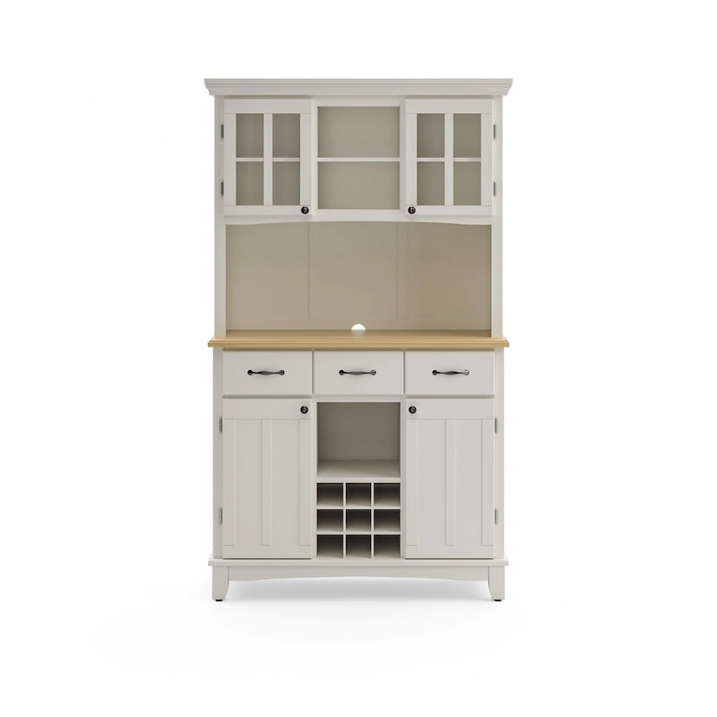 Homestyles Buffet of Buffets Off-White Server with Hutch & Wood Top