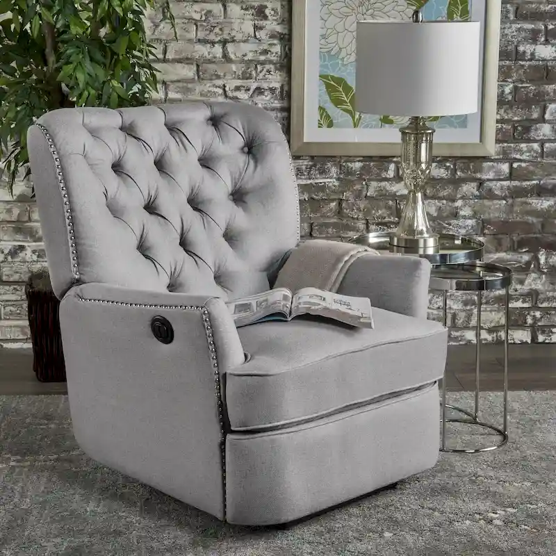 Salomo Tufted Fabric Power Recliner by Christopher Knight Home