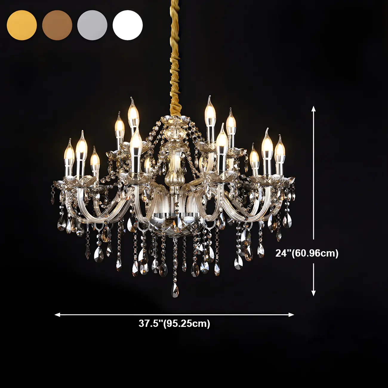 Mid-Century Crystal Candlestick Adjustable Chandelier