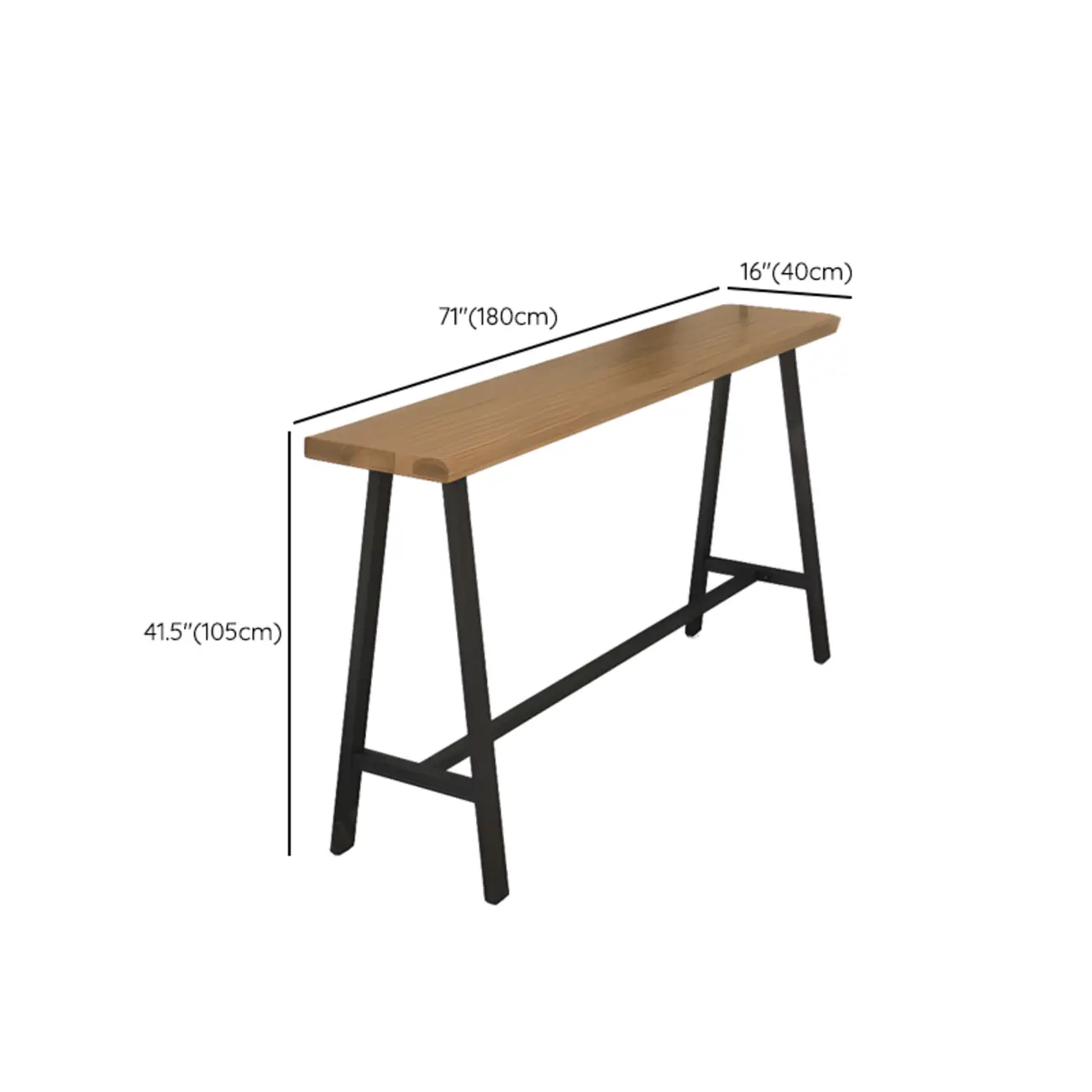 Simple Brown Pine Bar Tables with Footrest