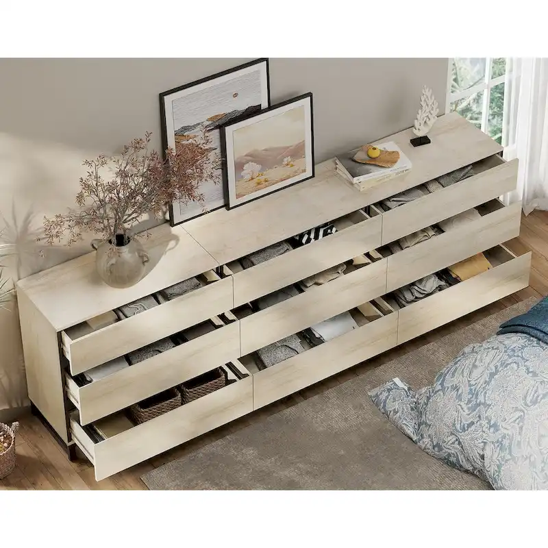 WAMPAT 3 Piece Dresser and Nightstand Sets