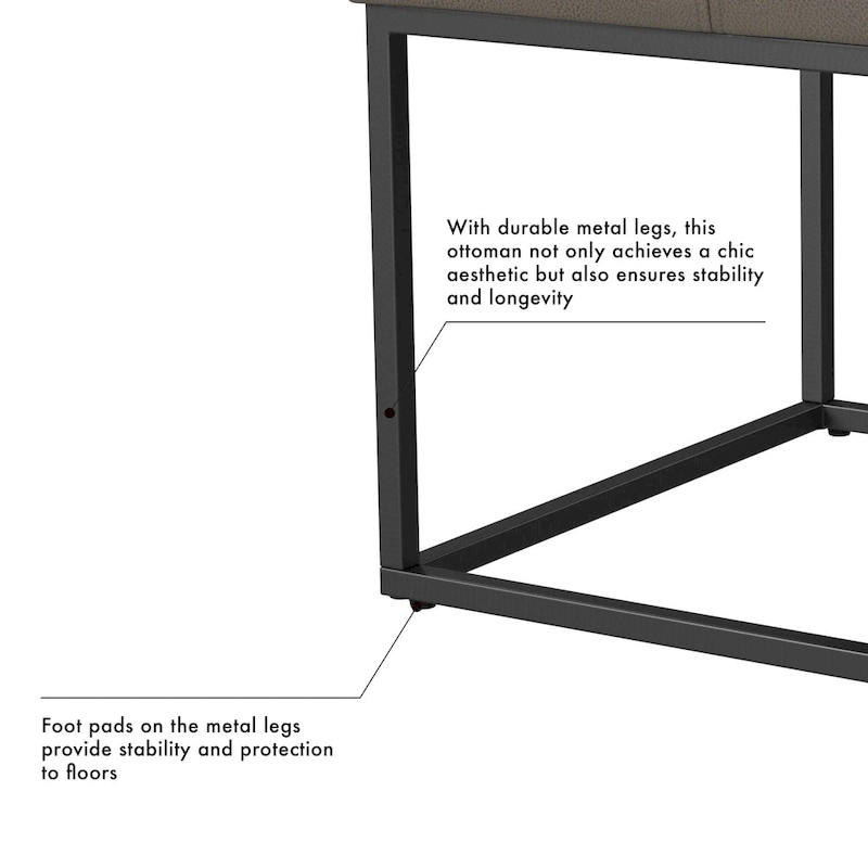 HomePop Square Metal Frame Ottoman