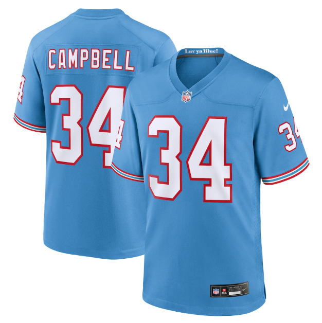 Tennessee Titans Earl Campbell Light Blue Retired Player Alternate Game Jersey