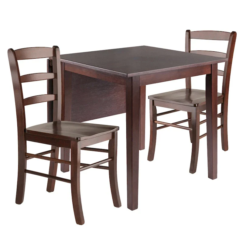 3-Pc Drop Leaf Table with Ladder-back Chairs, Walnut