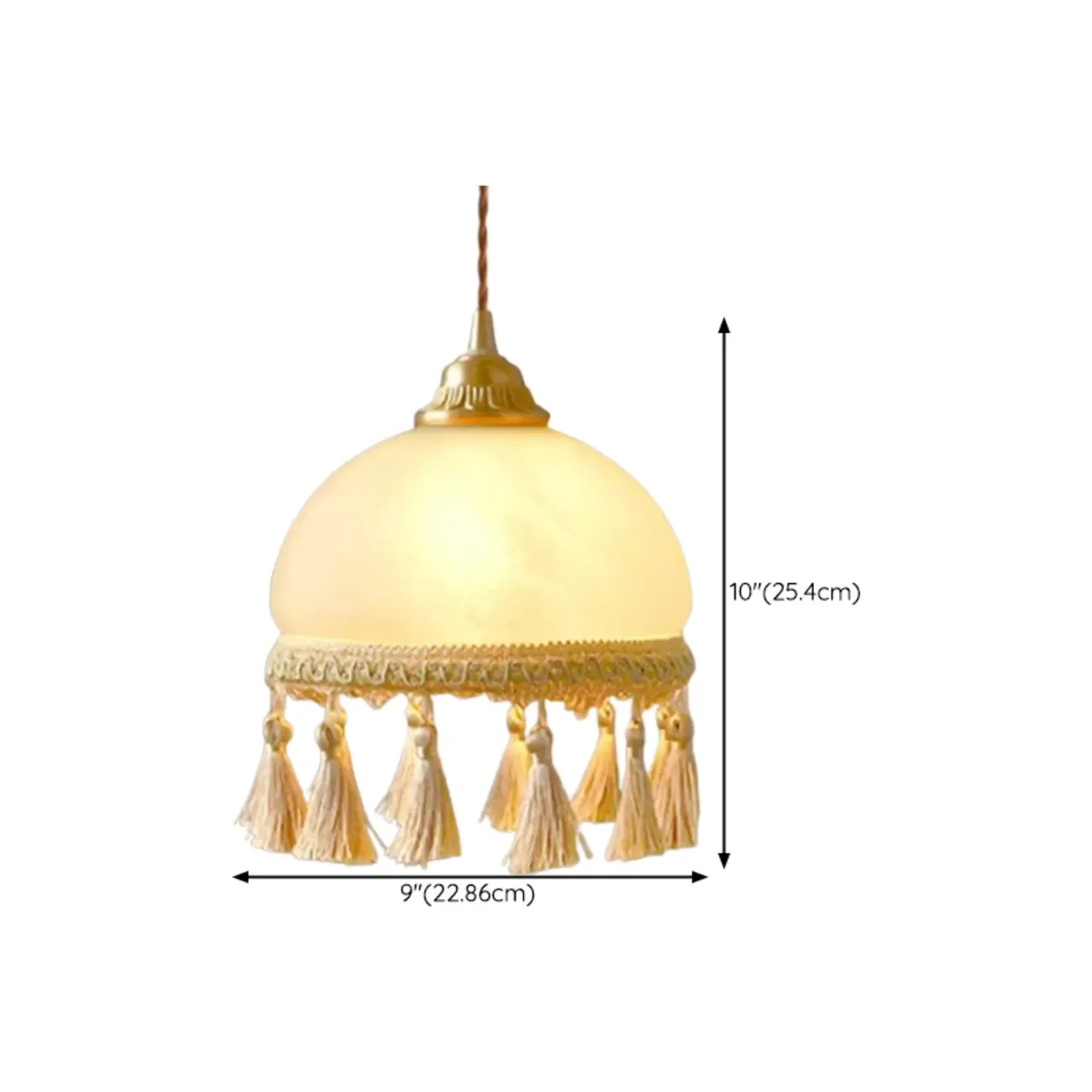 Modern Yellow Glass Dome Tassels Pendant Light