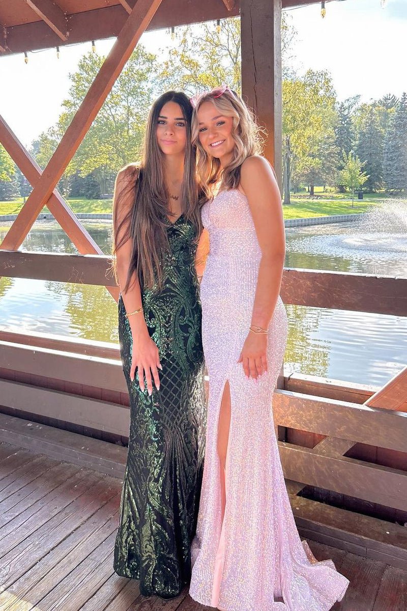 White Sequin Sparkly Mermaid Prom Dress