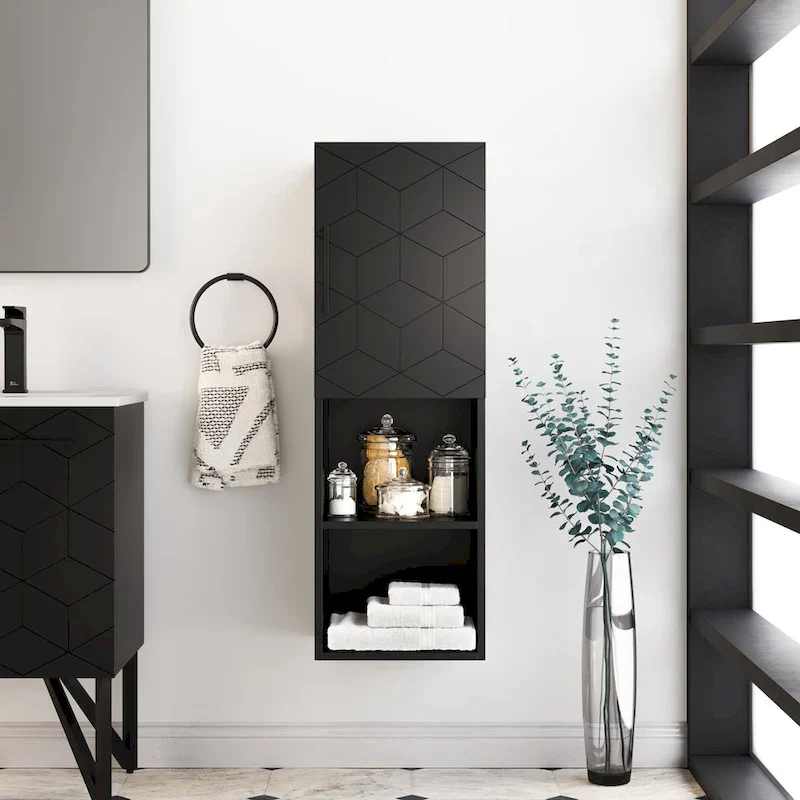 Annecy 15  W x 46  H x 12  D Linen Cabinet in Phantom Black