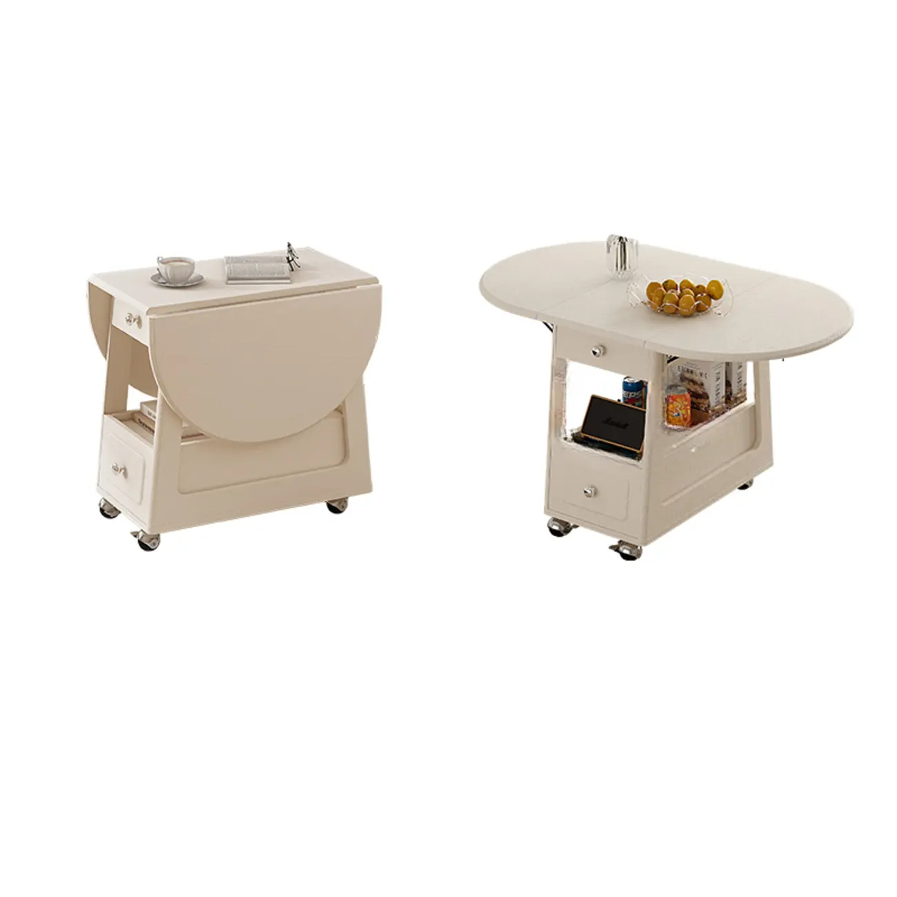 Adjustable Tabletop Modern Wood Side Table with Wheels