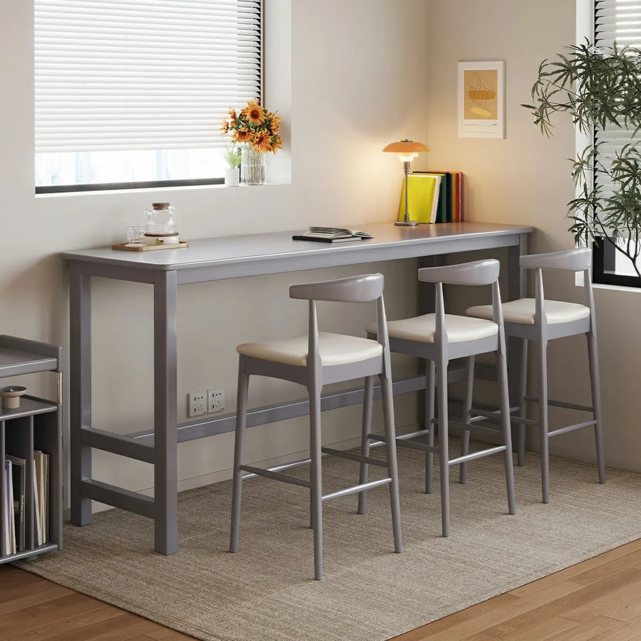 Modern Rubberwood Bar Tables with Trestle Base