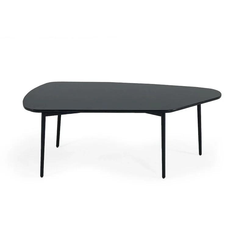 47 Black And Black Marble Stone Free Form Coffee Table