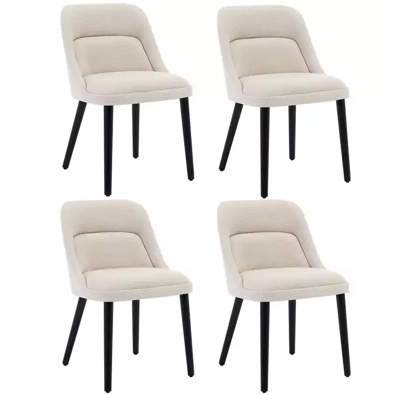 Dining Chairs Set of 4, Comfortable Side Chairs with High-Back Linen Fabric, Modern Dining Chair for Kitchen, Dining Room, Cafe, Living Room