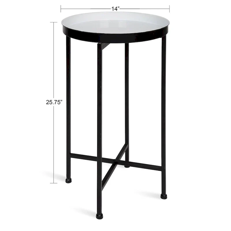 Kate and Laurel Celia Round Metal Tray/ Foldable Accent Table - 14x14x25.75