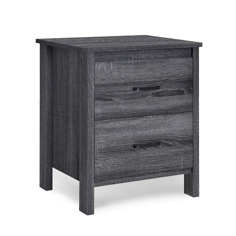 Modern Nightstand with 2 Drawers and Metal Handles by Christopher Knight Home