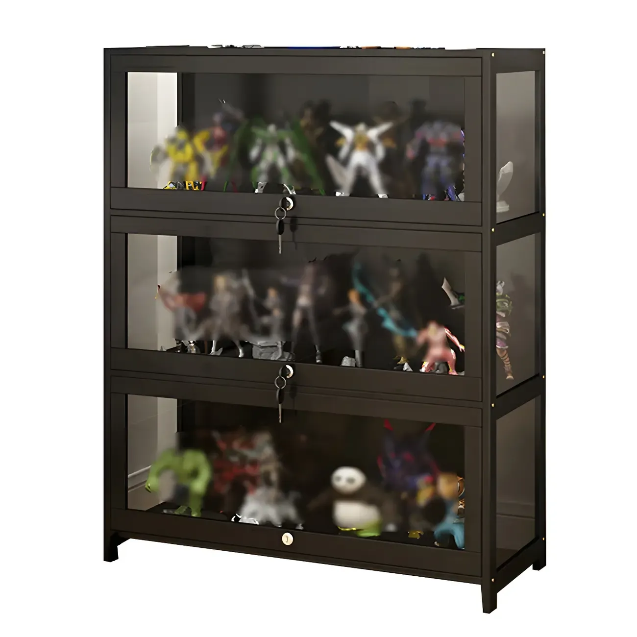 Living Room Modern Black Glass Figurine Display Cabinet