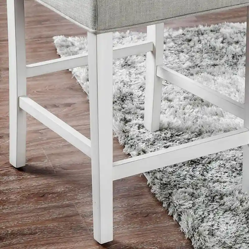 Set of 2 Fabric Counter Height Chair in Antique White and Light Gray