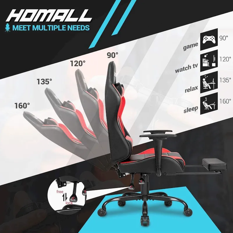 Gaming Chair with Footrest - Ergonomic Desk Chair