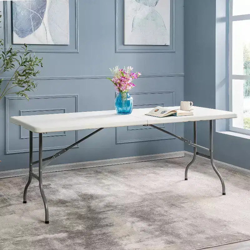 Home Imports Emporium Multipurpose Rectangle Resin Table  Durable Lightweight Utility Table for Indoor or Outdoor Use, Easy to Clean