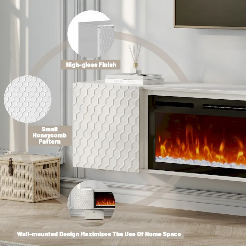 67 MDF Wall Mounted TV Stand with 36 Electric Fireplace