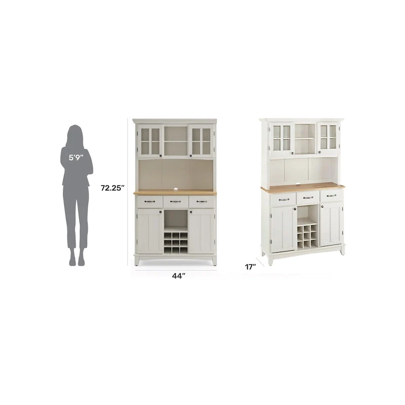 Homestyles Buffet of Buffets Off-White Server with Hutch & Wood Top