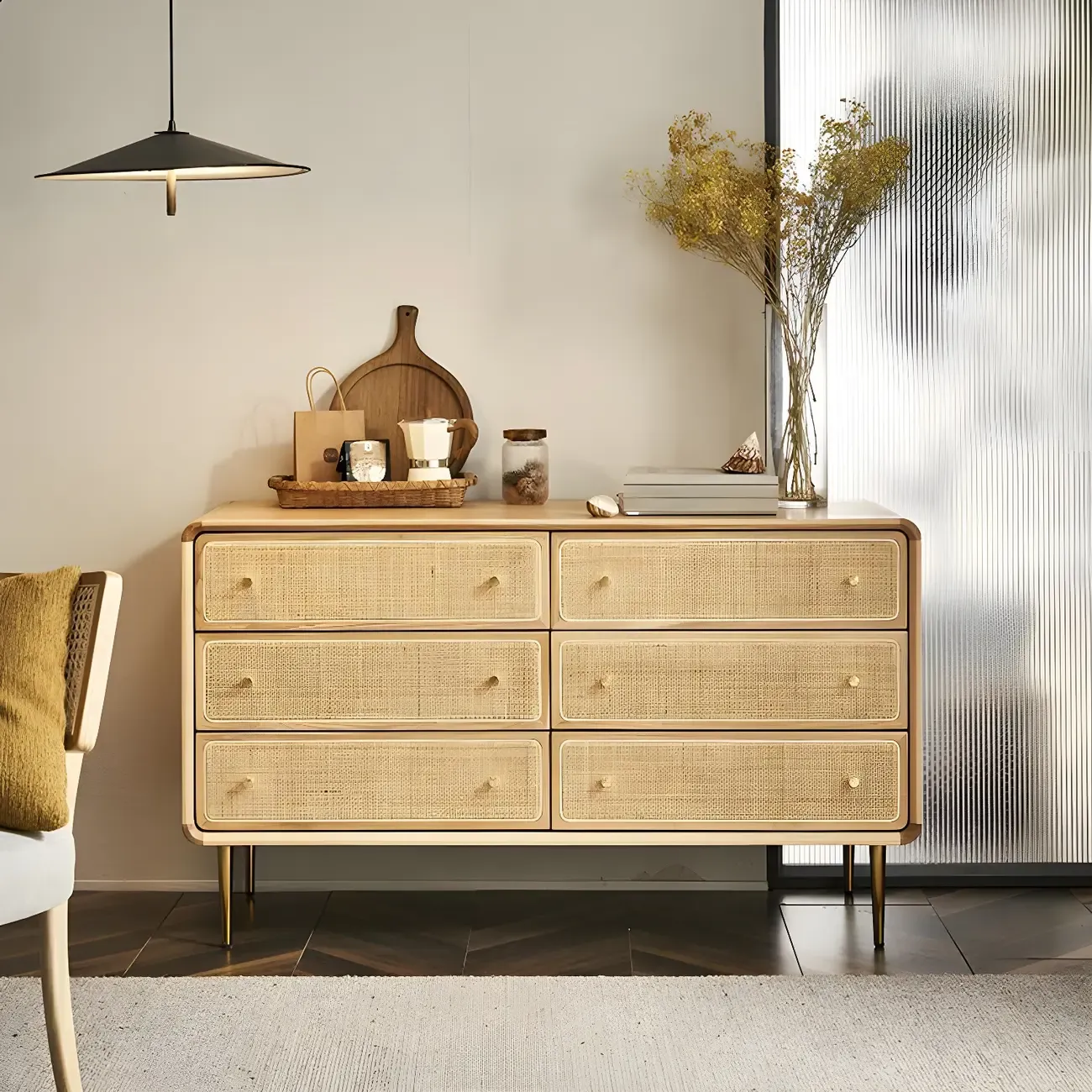 Traditional Natural Wooden Dresser with Drawer