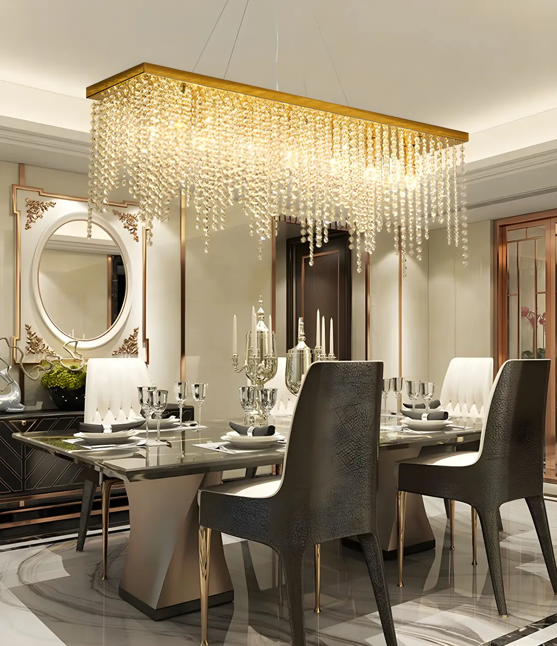 Kitchen Luxury Modern Gold Crystal Pendant Light