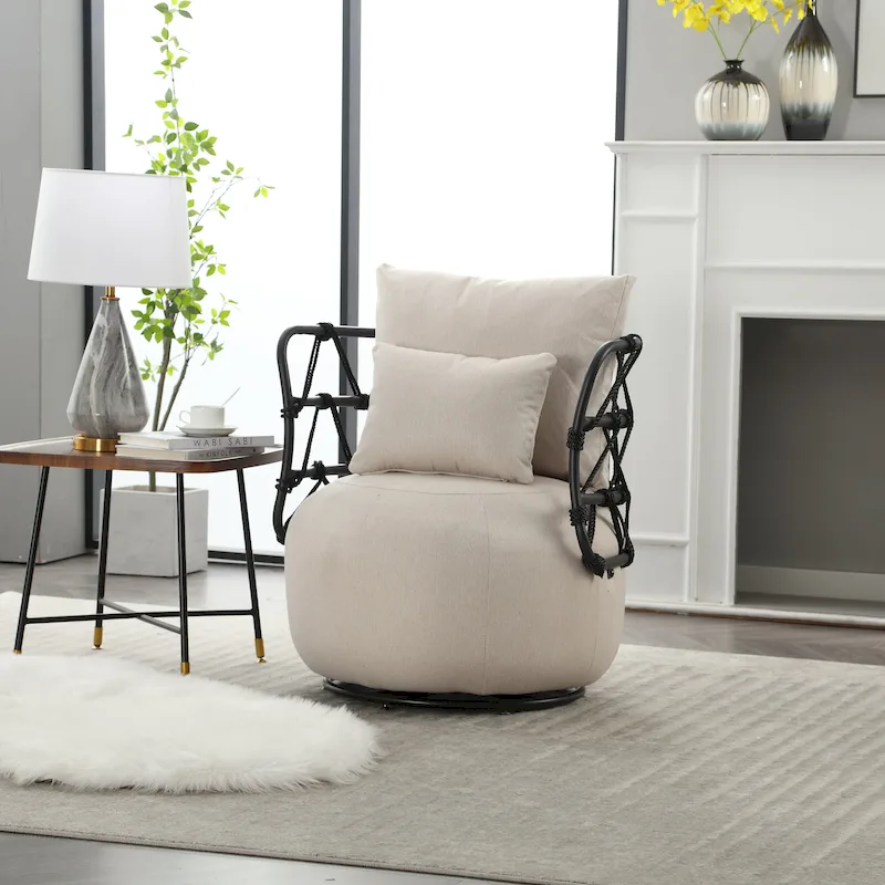 Upholstered Accent Chair with Metal Base