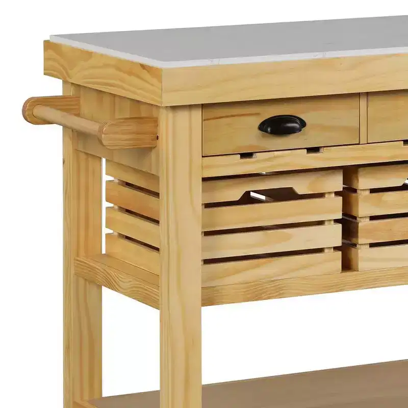 Acme Furniture Grovaam Kitchen Island Marble Top/Natural Finish