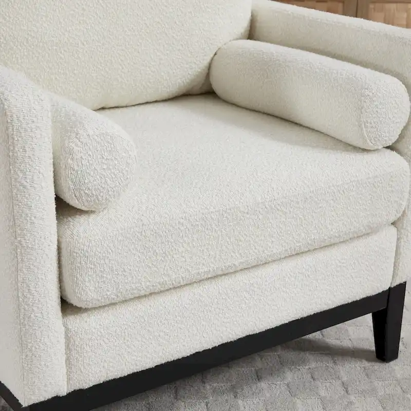 35.4 W Modern Reading Chair,Upholstered Accent Chair with Pillows and Wood Legs