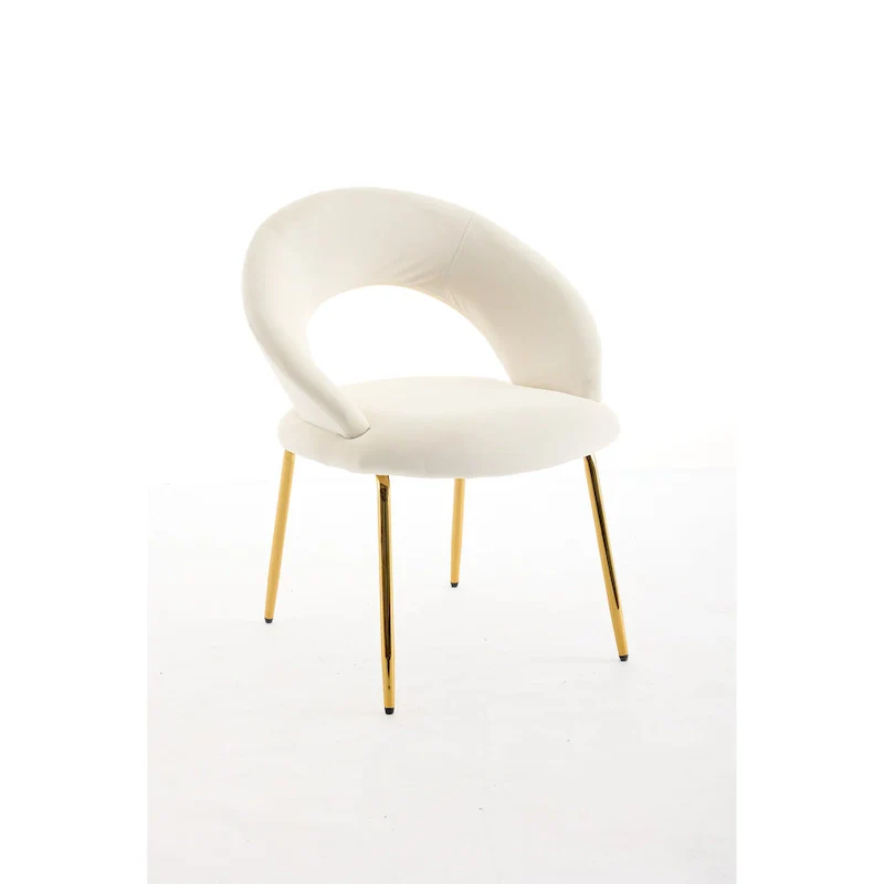 Velvet Dining Chair with Curved Backrest - Gold Legs - Single Seat