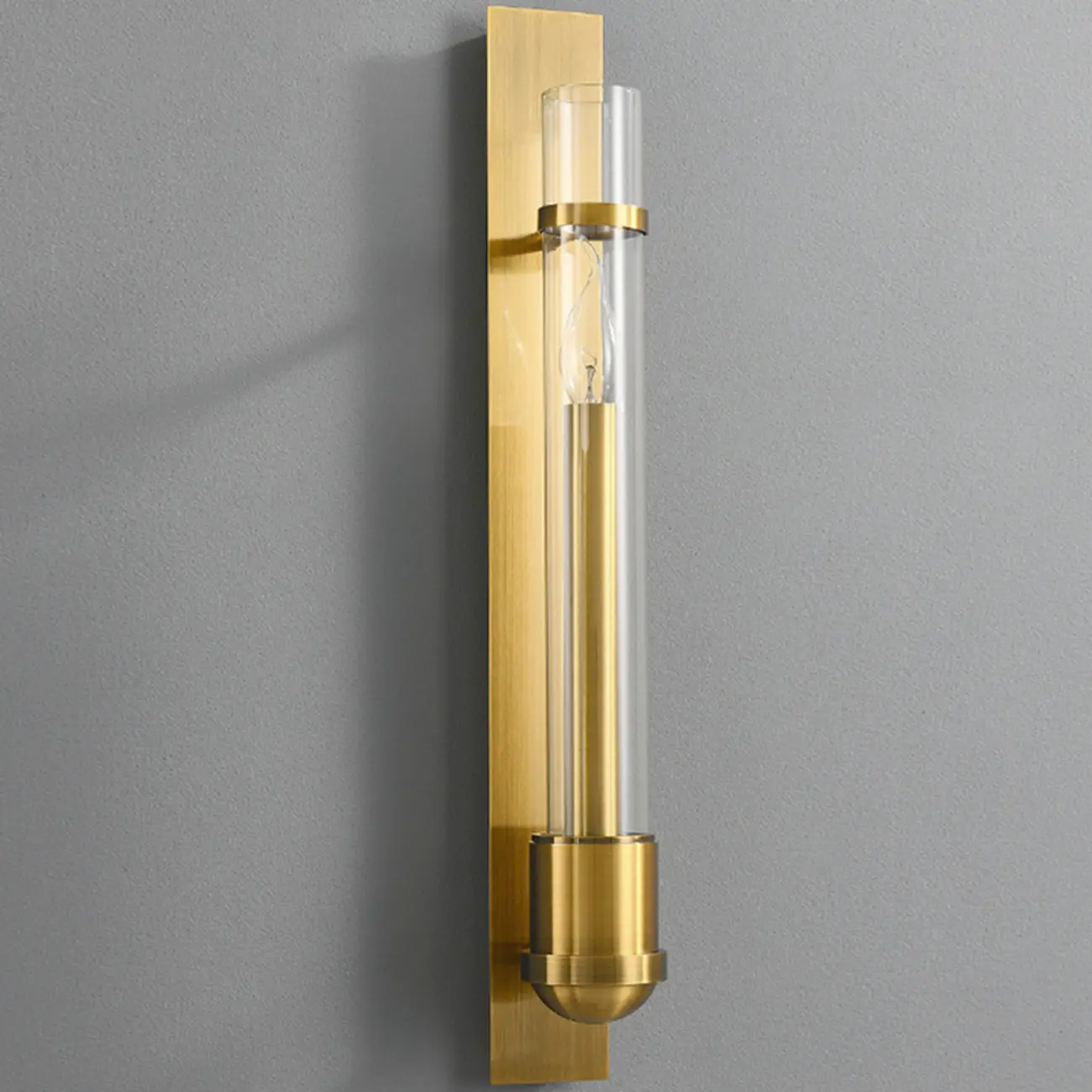 Medium Cylinder Glass Gold LED Wall Sconce Light Fixture