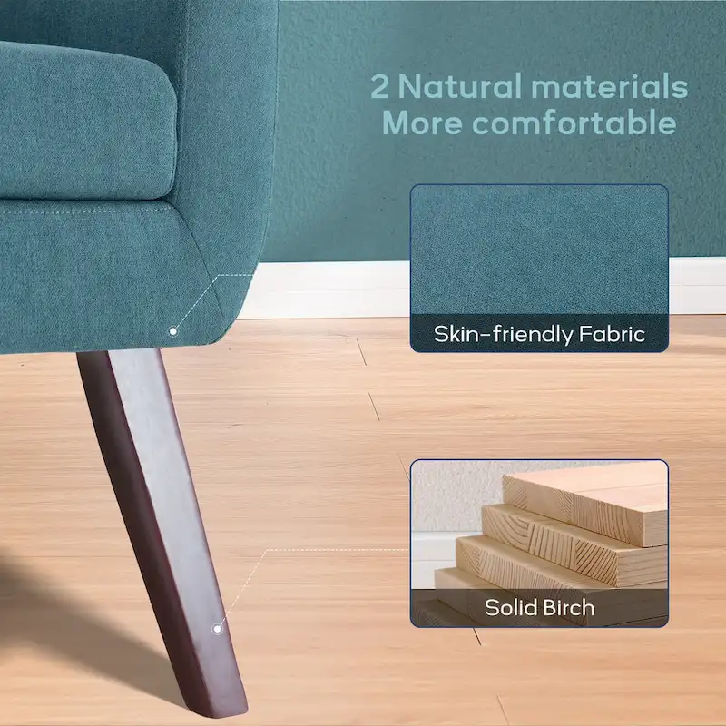 HUIMO Fabric Arm Chair Accent Chair and Ottoman Set Grey/ Beige/ Blue/ Dark Teal