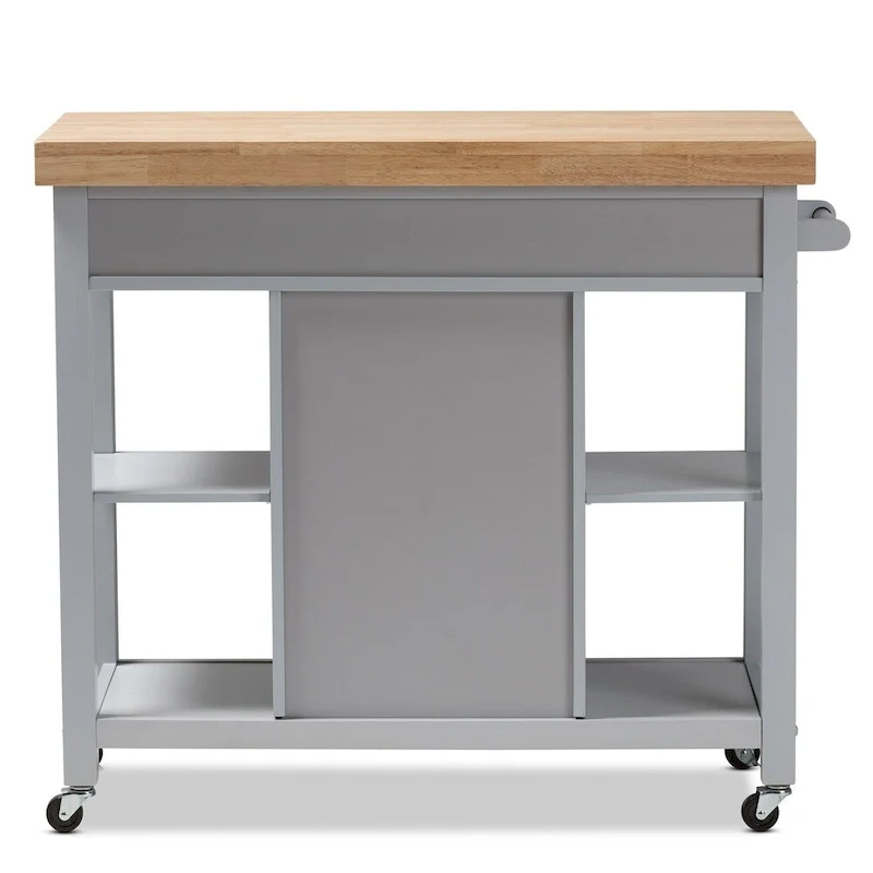 The Gray Barn Muckross Farmhouse Grey Wood Kitchen Cart