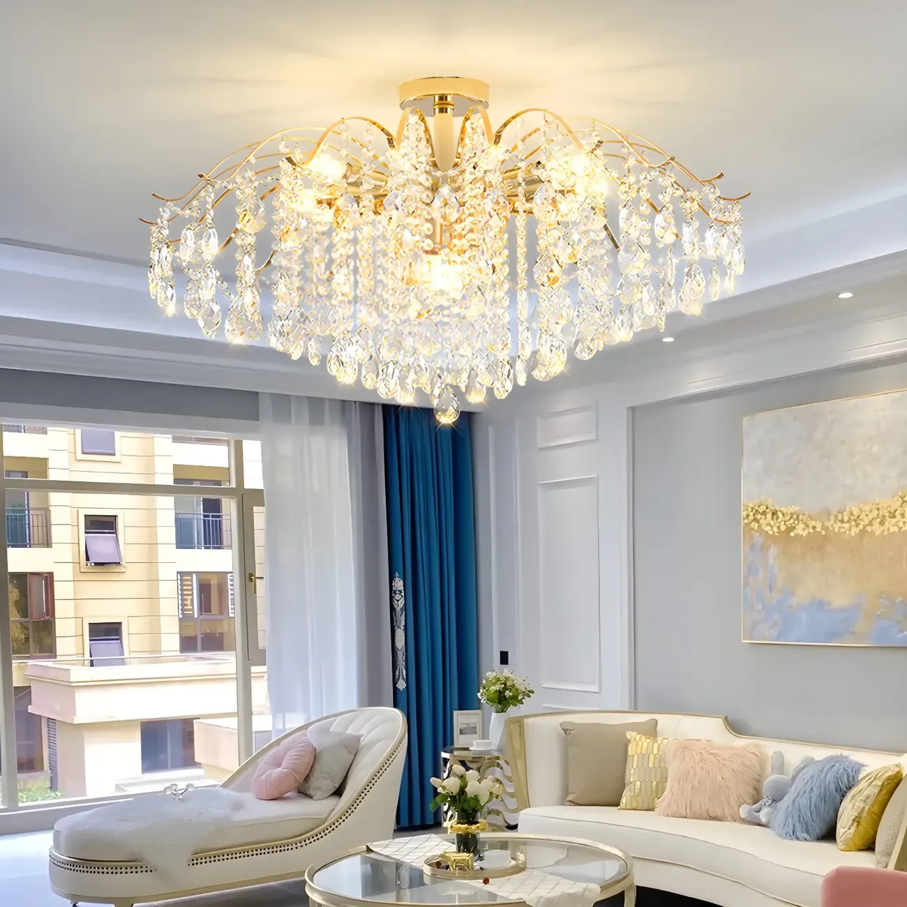 Dining Room Multi-Light Crystal Water Drop Chandelier