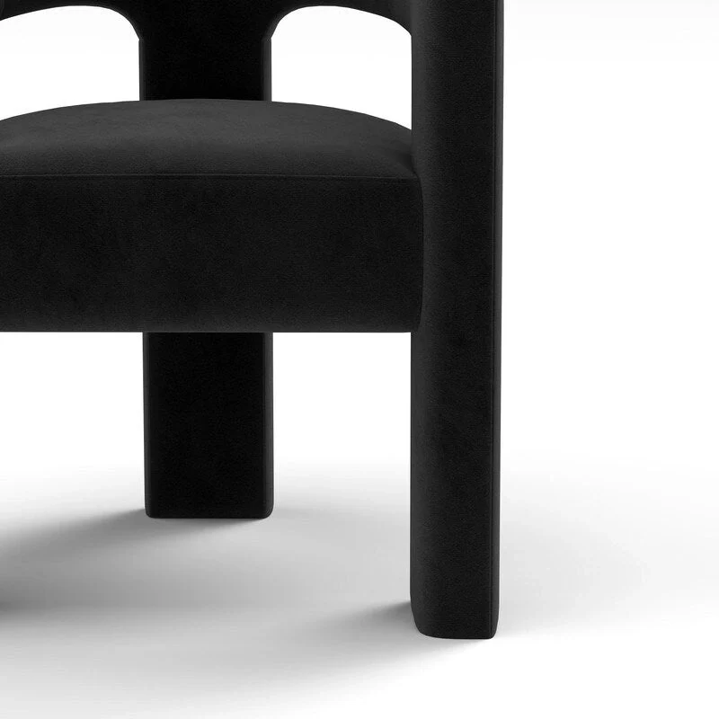 Modern Glam Velvet Upholstered Dining Chair, Open-Back Accent Chair