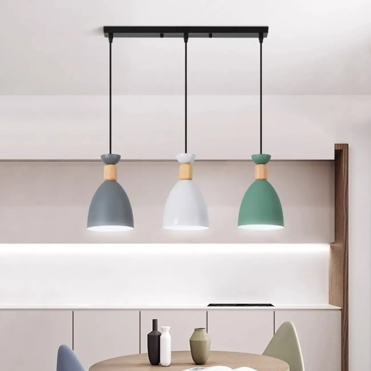 Modern Ferruginous 3-Light Metal Geometric Kitchen Pendant